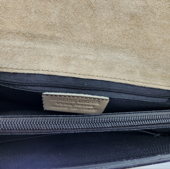 Vera Pelle EUC Italian Leather Handbag w/Gunmetal Black Chain and Snake - Picture 7 of 9